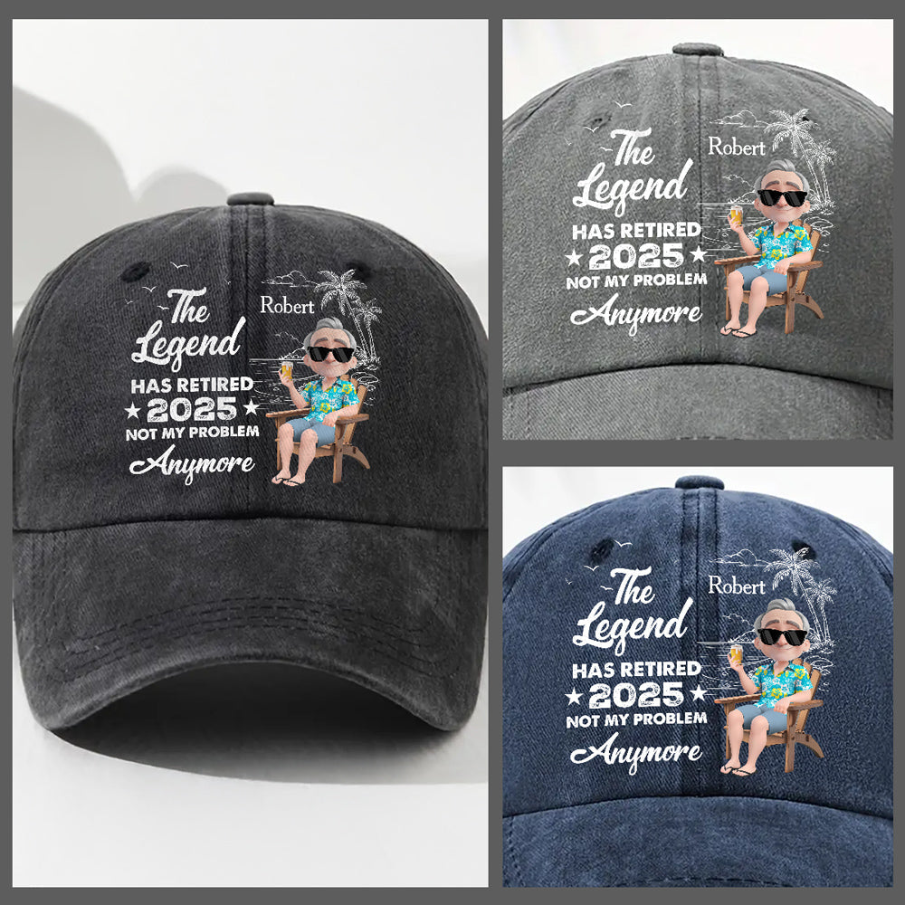 The Legend Has Retired Vintage - Personalized Custom Vintage Washed Denim Cap