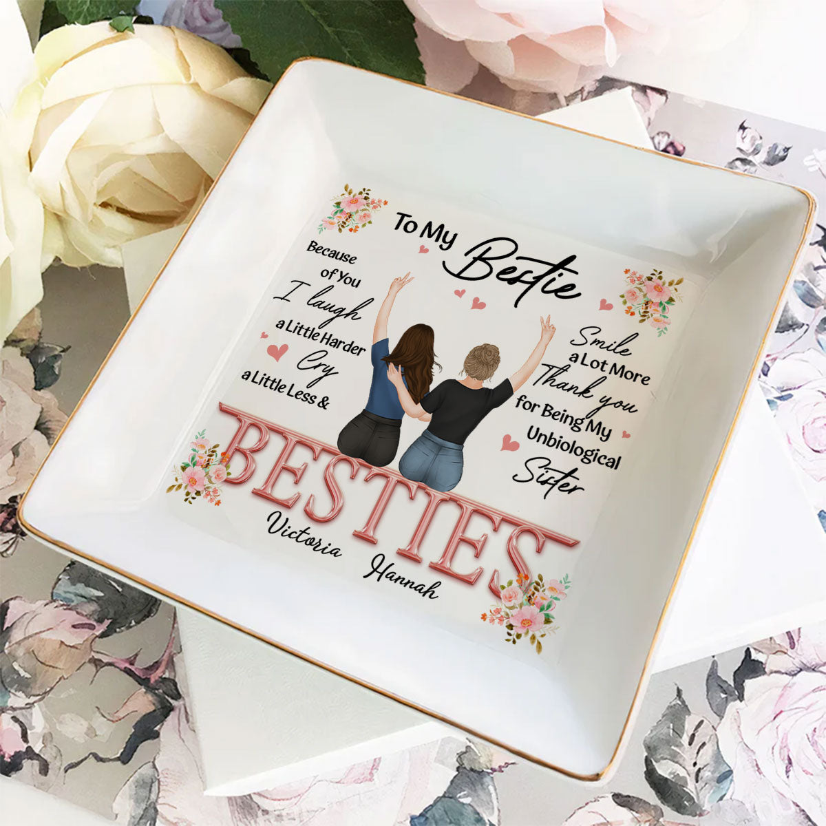 Thank You I Laugh More Cry Less - Personalized Custom Jewelry Dish