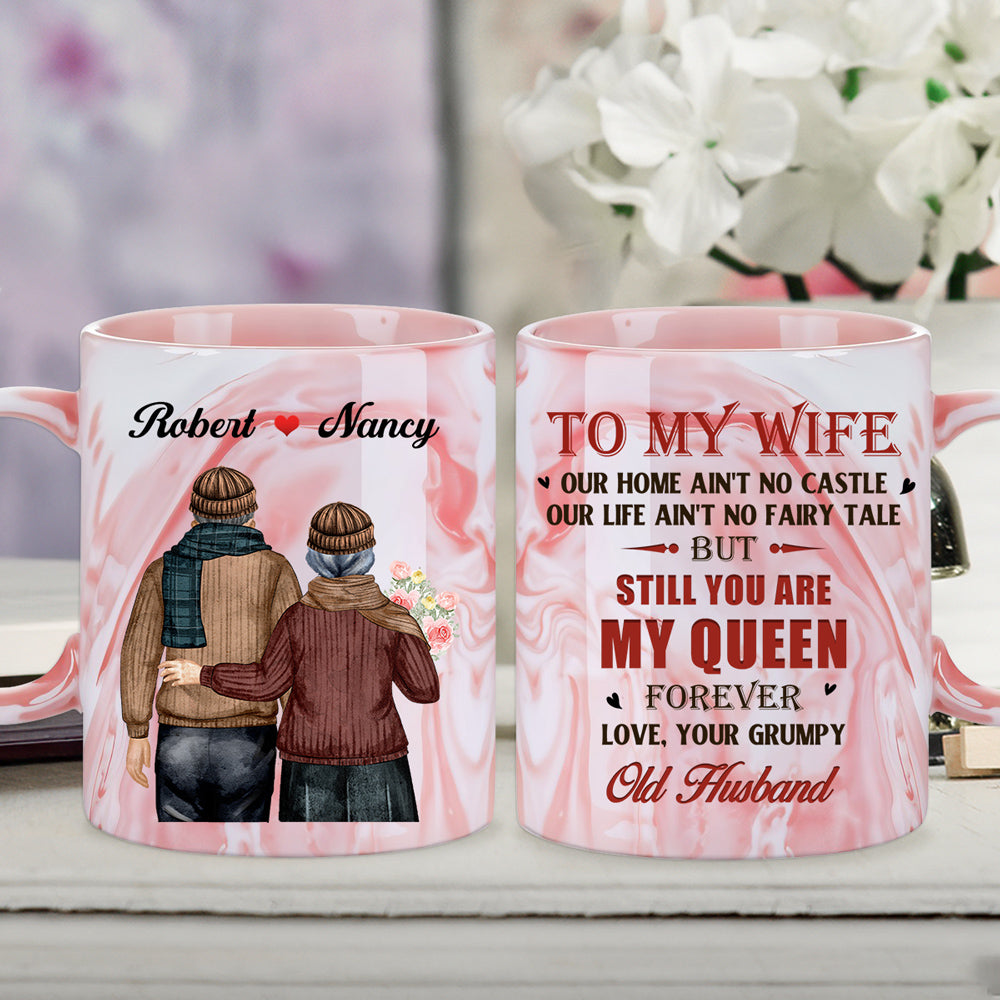 You Are My Queen Forever - Personalized Custom Pink Marble Mug