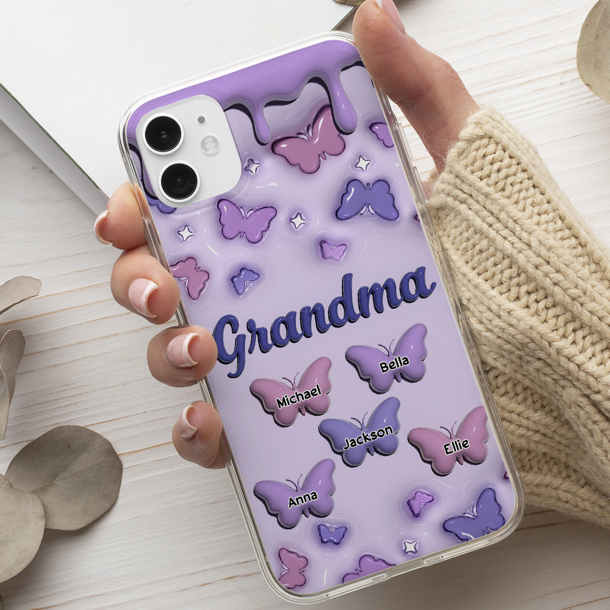 Grandma And Grandkids - Personalized Custom 3D Inflated Effect Phone Case