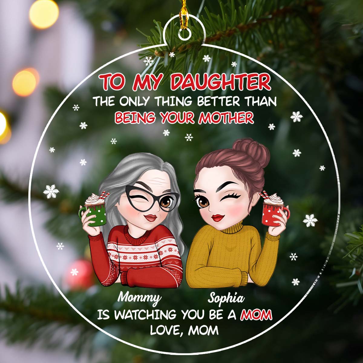 Watching You Be A Mom - Personalized Custom Acrylic Ornament