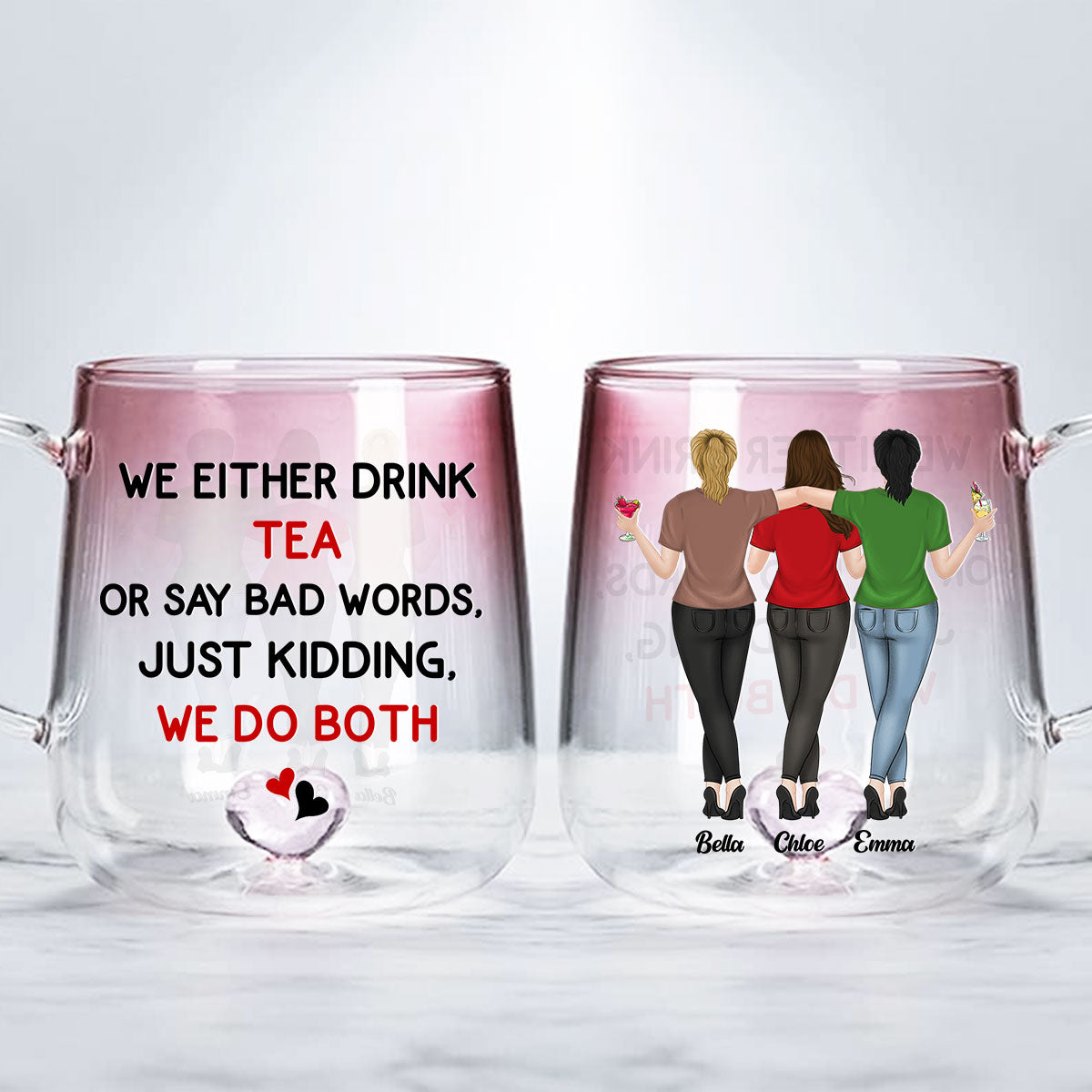 Life Is Better With Coffee - Personalized Custom Pink Gradient Glass Mug