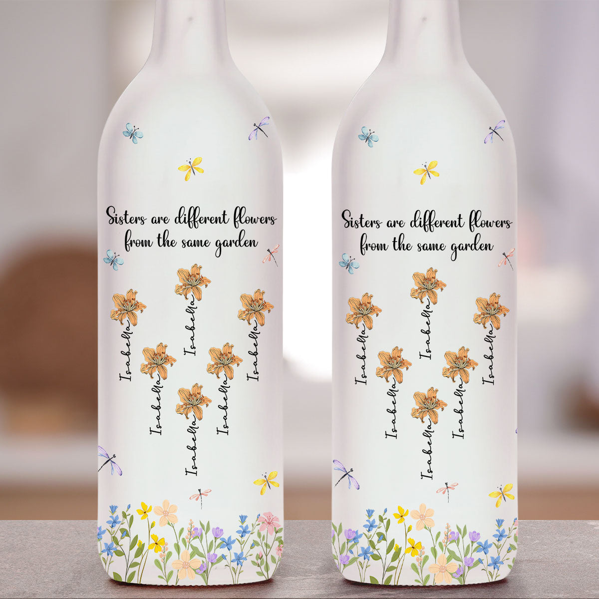 Sisters Are Different Flowers - Personalized Custom Bottle Lamp