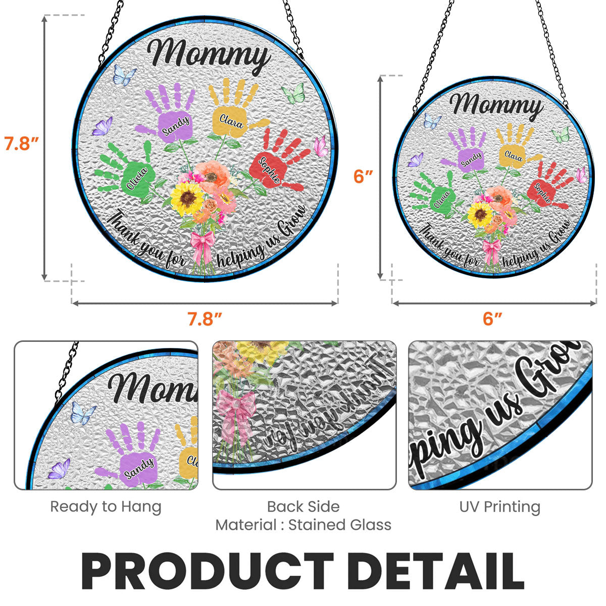 Thank You For Helping Us Grow - Personalized Custom Window Hanging Suncatcher