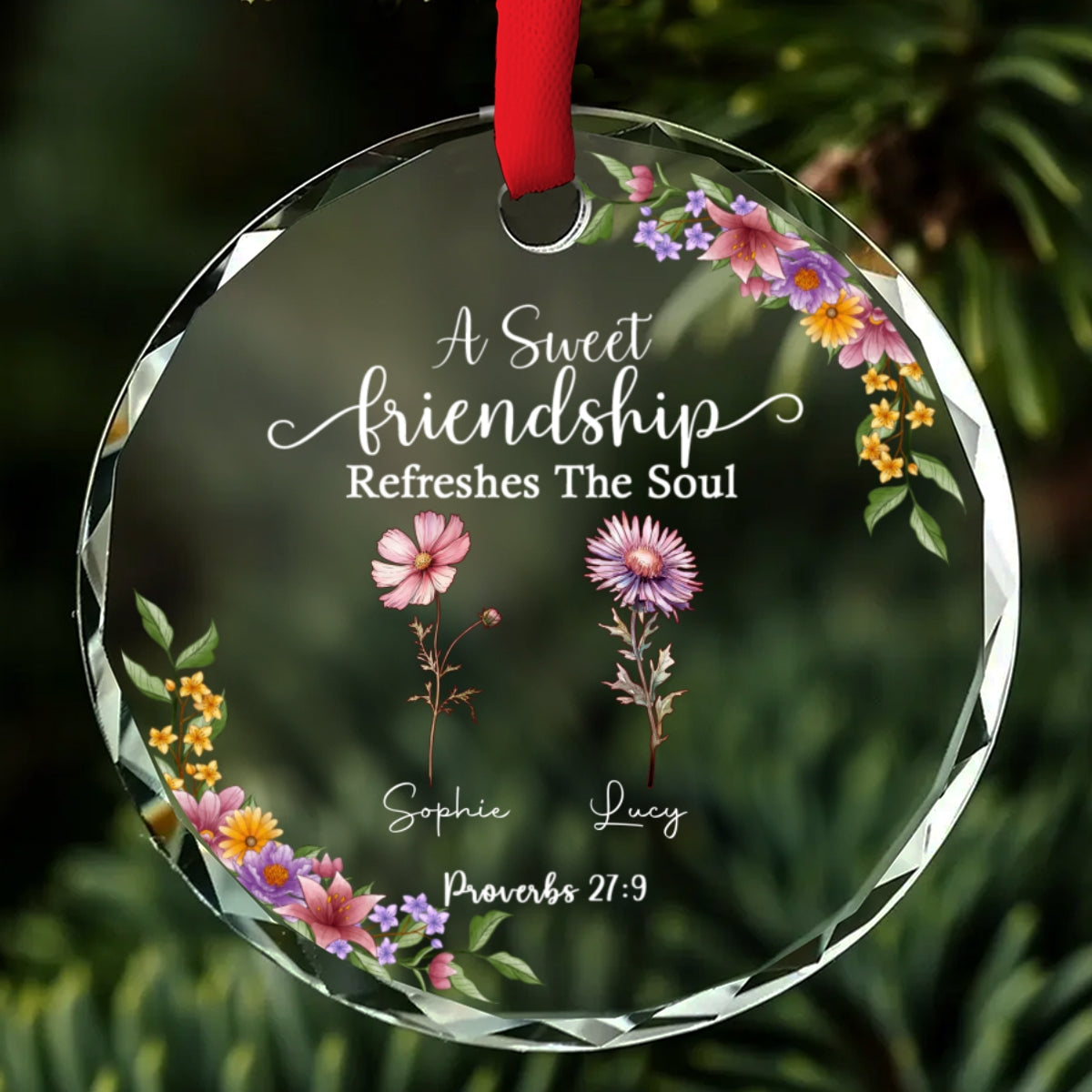 Friendship Refreshes The Soul - Personalized Custom Glass Ornament