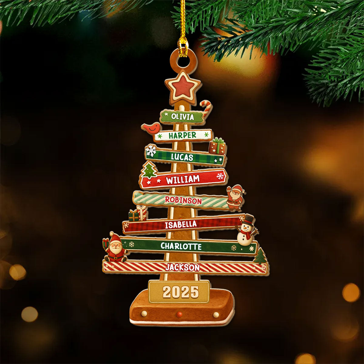 Gingerbread Christmas Tree - Personalized Custom Wood Ornament