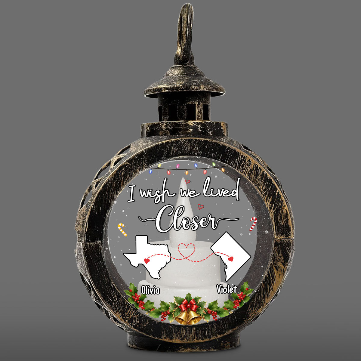 I Wish We Lived Closer - Personalized Custom Christmas Lantern