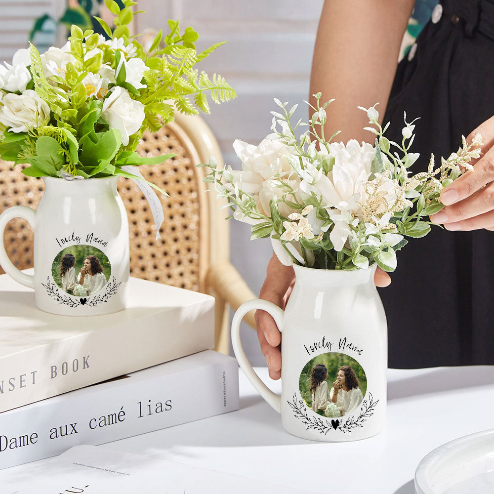 Lovely Grandma Nana Nini - Personalized Custom Home Decor Flower Vase