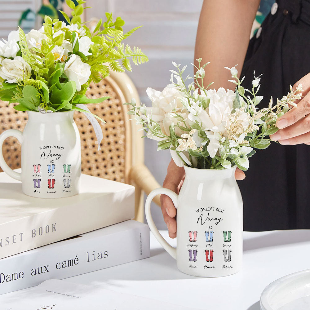 Best Nanny In The World - Personalized Custom Home Decor Flower Vase