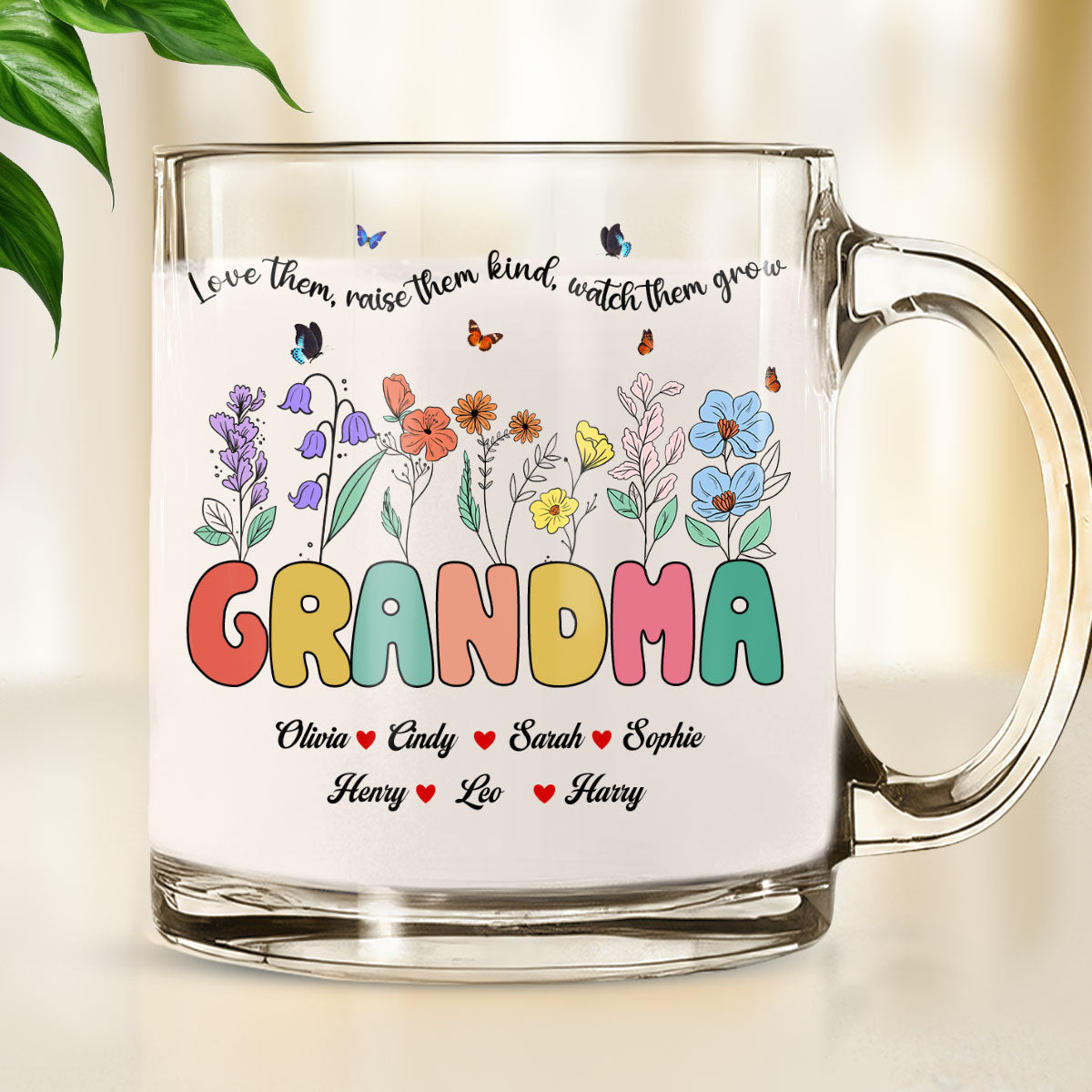 Grandma Watch Them Grow - Personalized Custom Glass Mug
