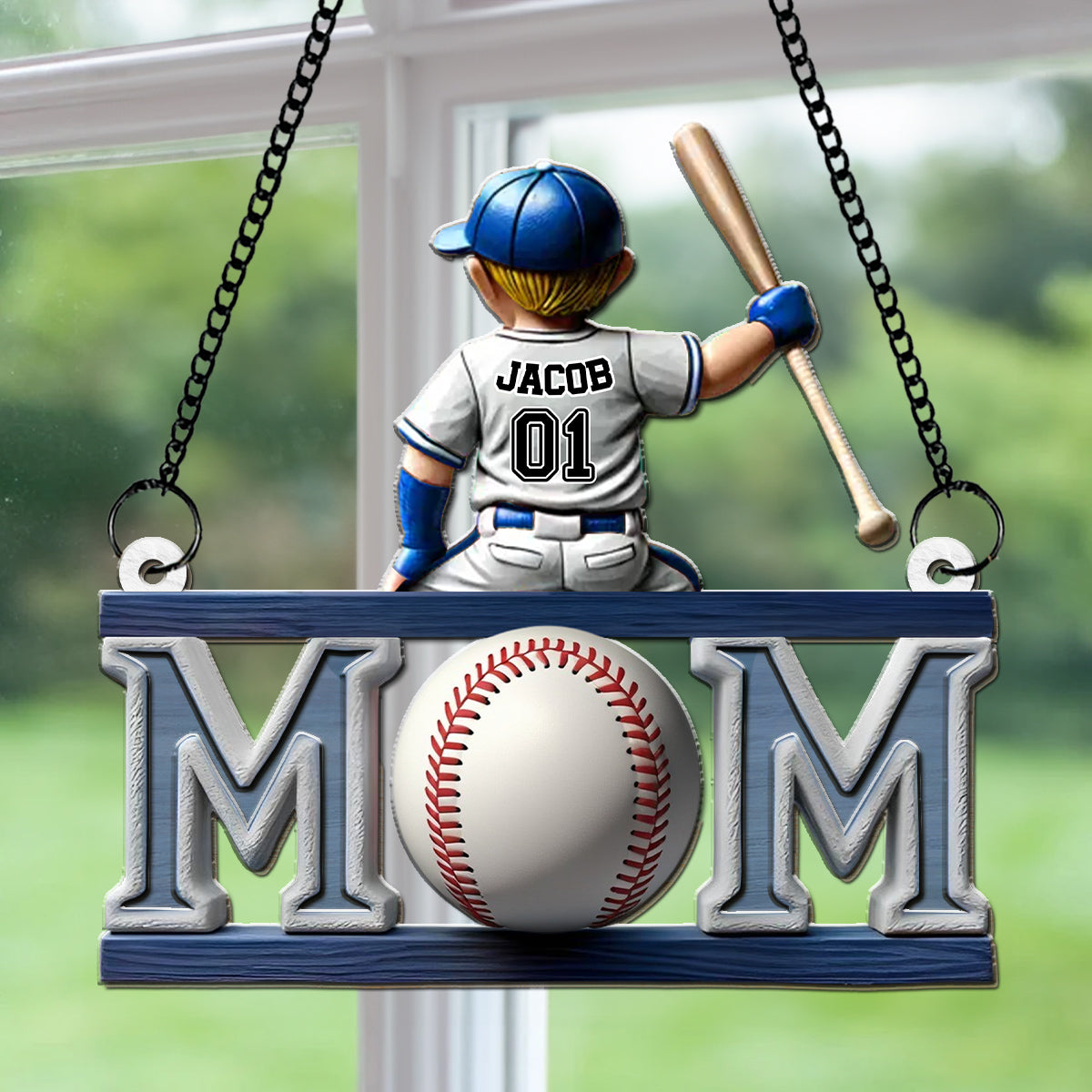 Baseball Life, Mom Pride - Personalized Custom Suncatcher