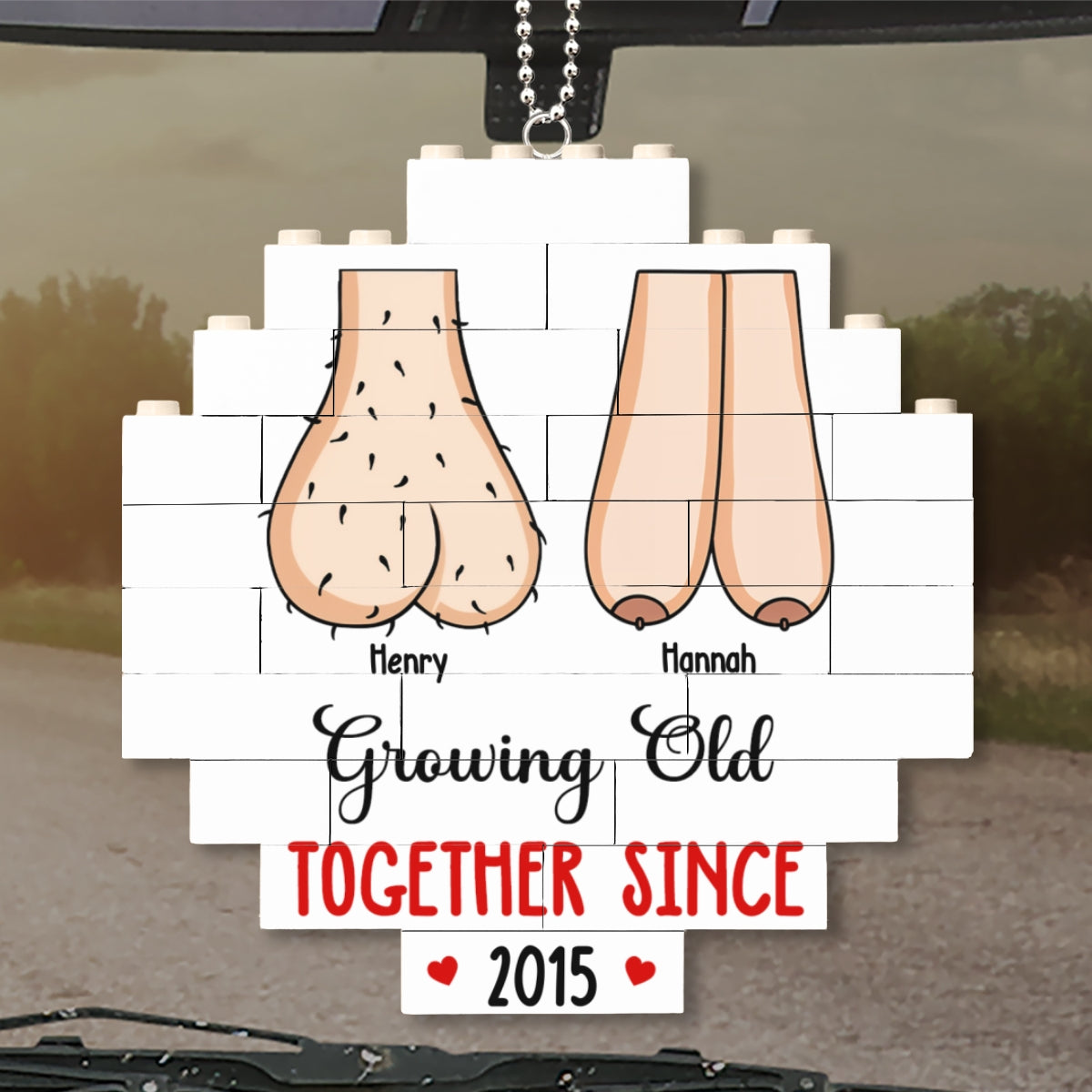 Grow Old With You - Personalized Custom Puzzle Car Ornament