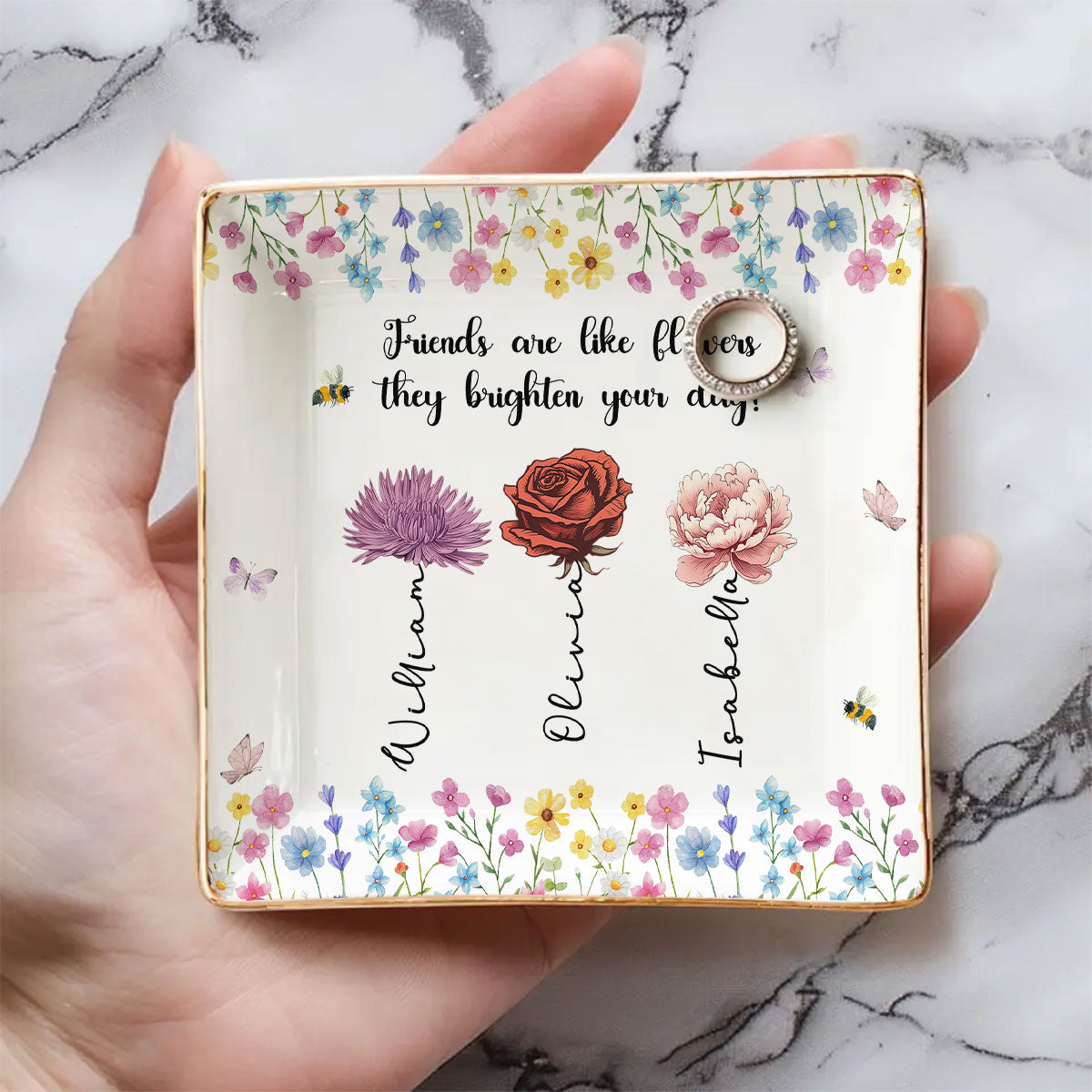 Friendship Grows With Gentle Care - Personalized Custom Jewelry Dish