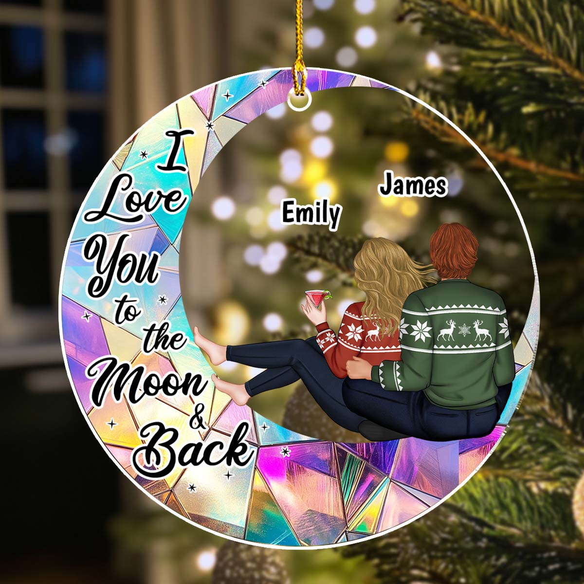 To The Moon And Back - Personalized Custom Acrylic Ornament