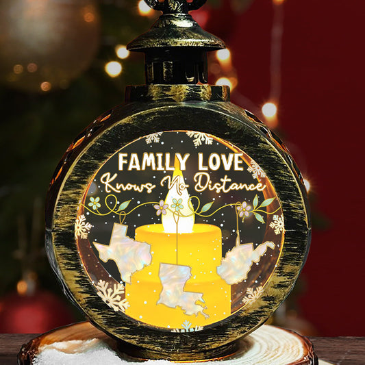 Family Love Knows No Distance Mother Of Pearl - Personalized Custom Christmas Lantern