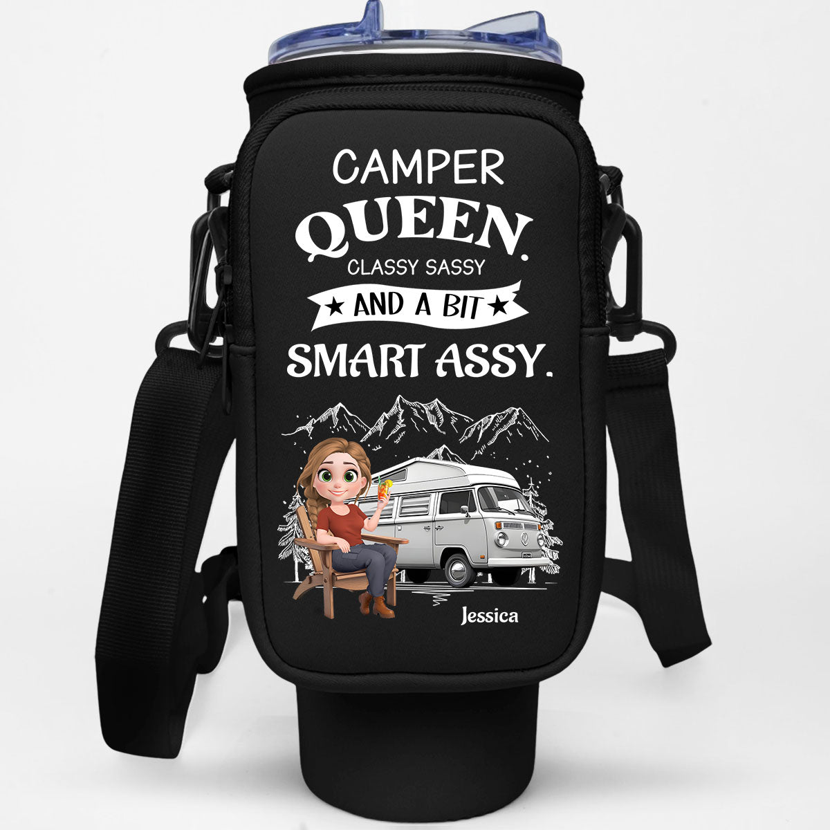 Truly A Queen Of Campers - Personalized Custom Water Bottle Carrier Bag
