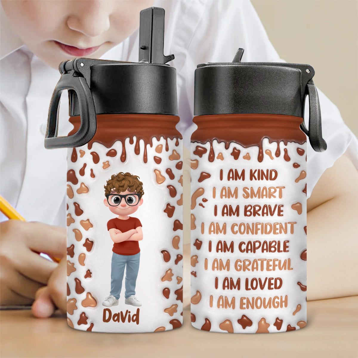Sweet Baby Like Milk - Personalized Custom 3D Inflated Effect Kids Water Bottle