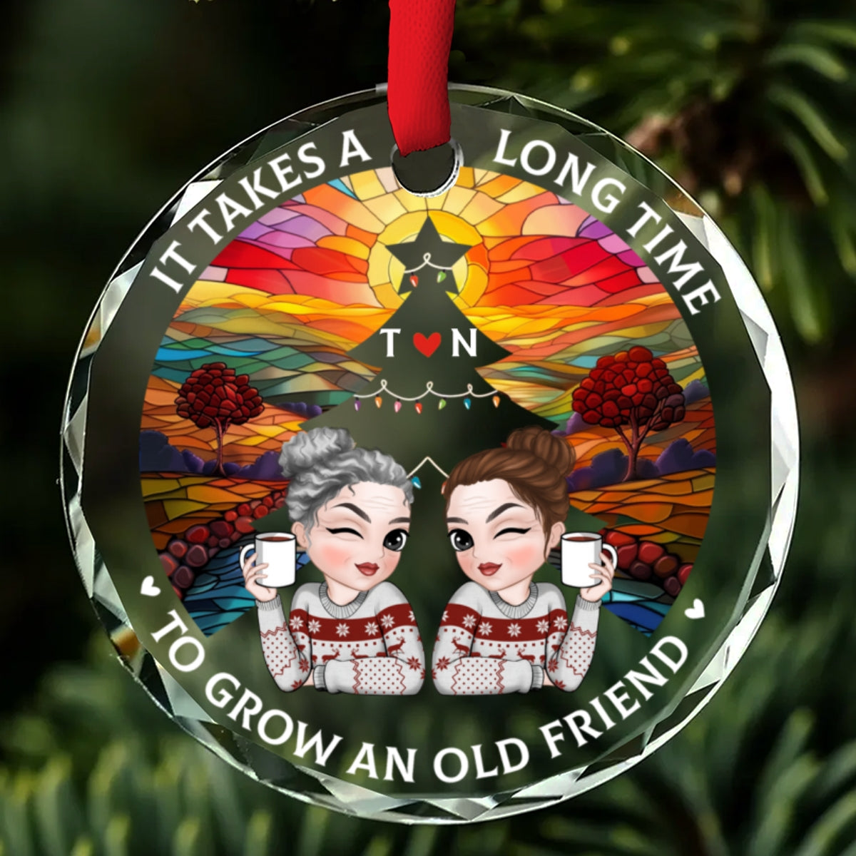 Grow Old Friend - Personalized Custom Glass Ornament