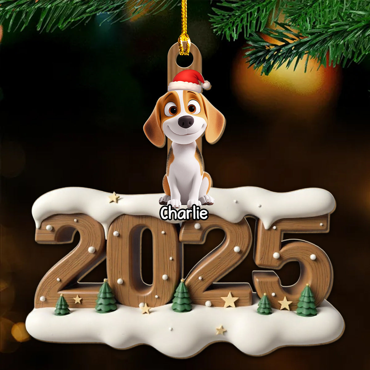 Only You This Year - Personalized Custom 3D Effect Wood Ornament