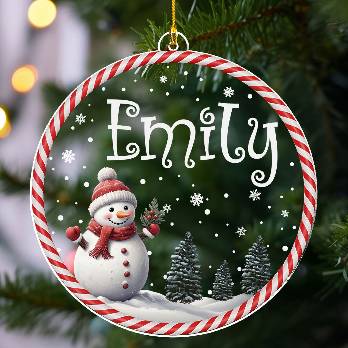 Happy Christmas Snowman - Personalized Custom Acrylic Ornament