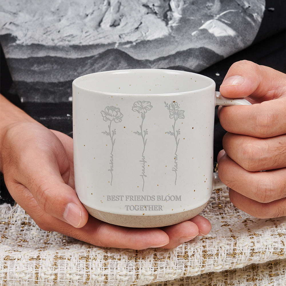 Flower Friends - Personalized Custom Engraved Pottery Mug