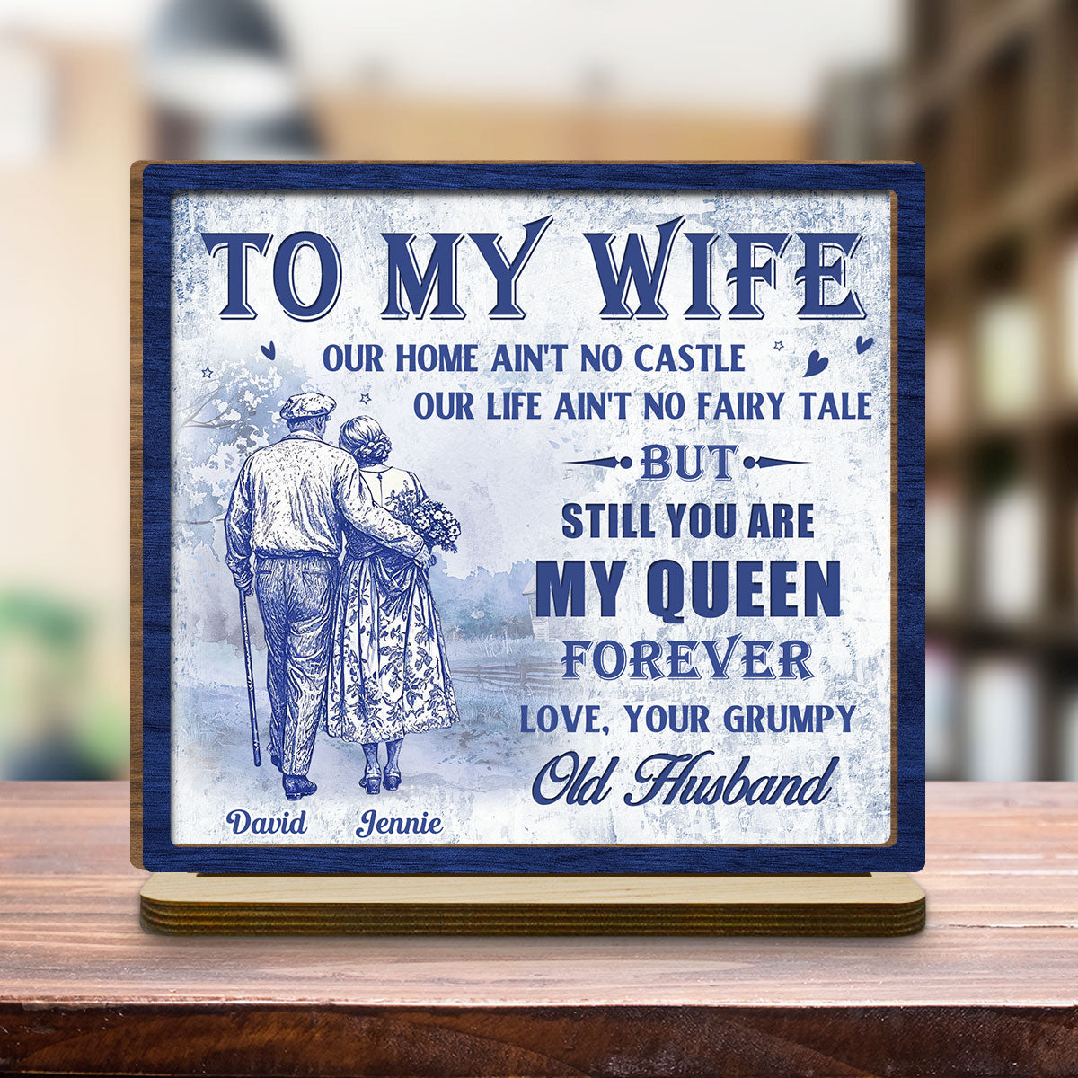 My Love - Personalized Custom 2-Layer Wood Plaque With Flat Base