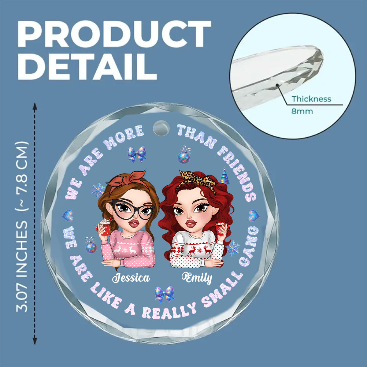 Together We Conquer Every Storm - Personalized Custom Glass Ornament