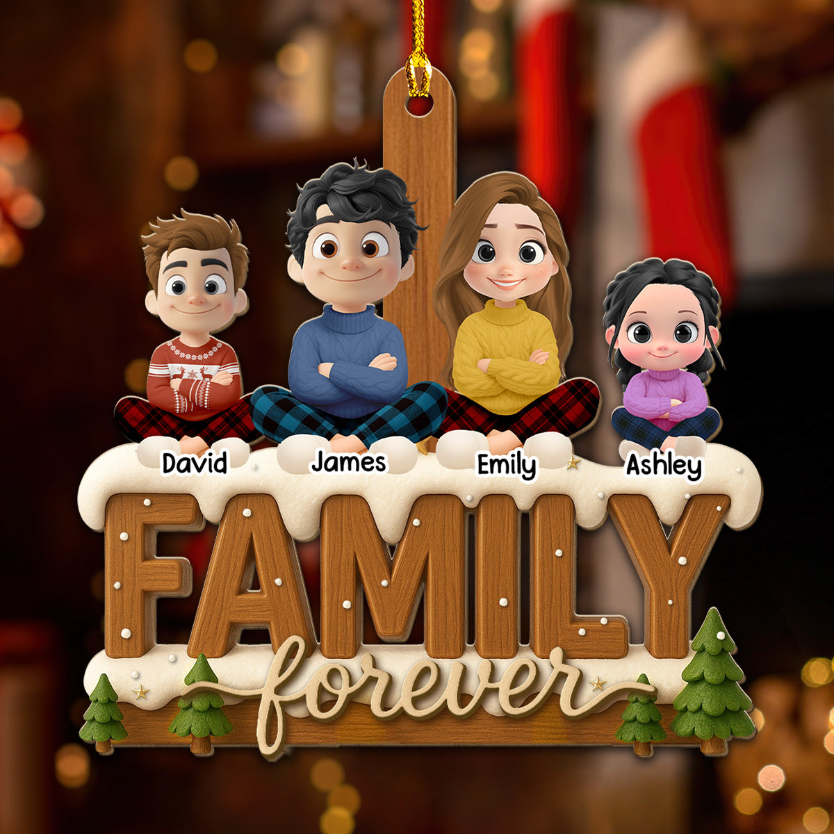 Connected by Heart Always - Personalized Custom 3D Effect Wood Ornament