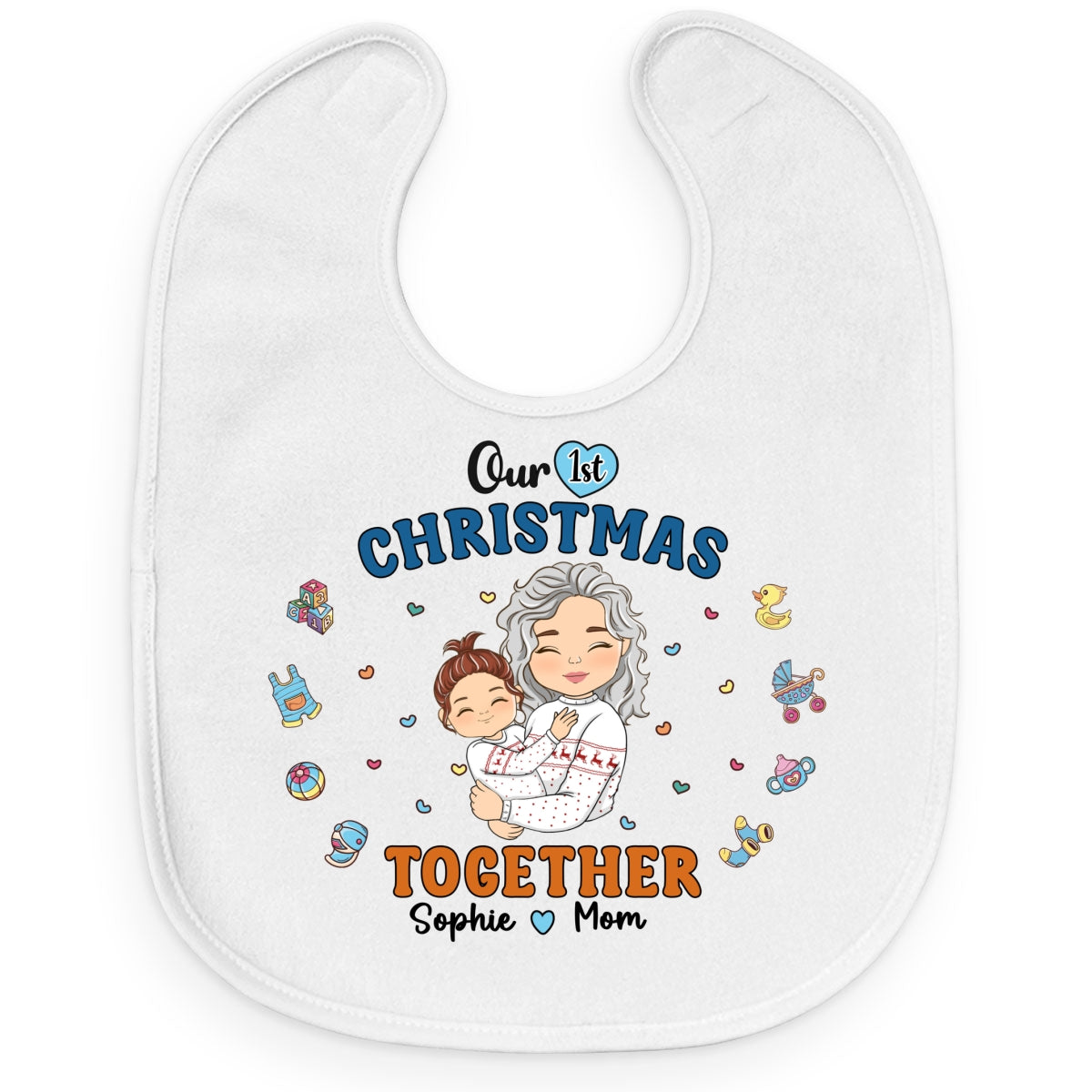 1st Mothers Day Together - Personalized Custom Baby Bib