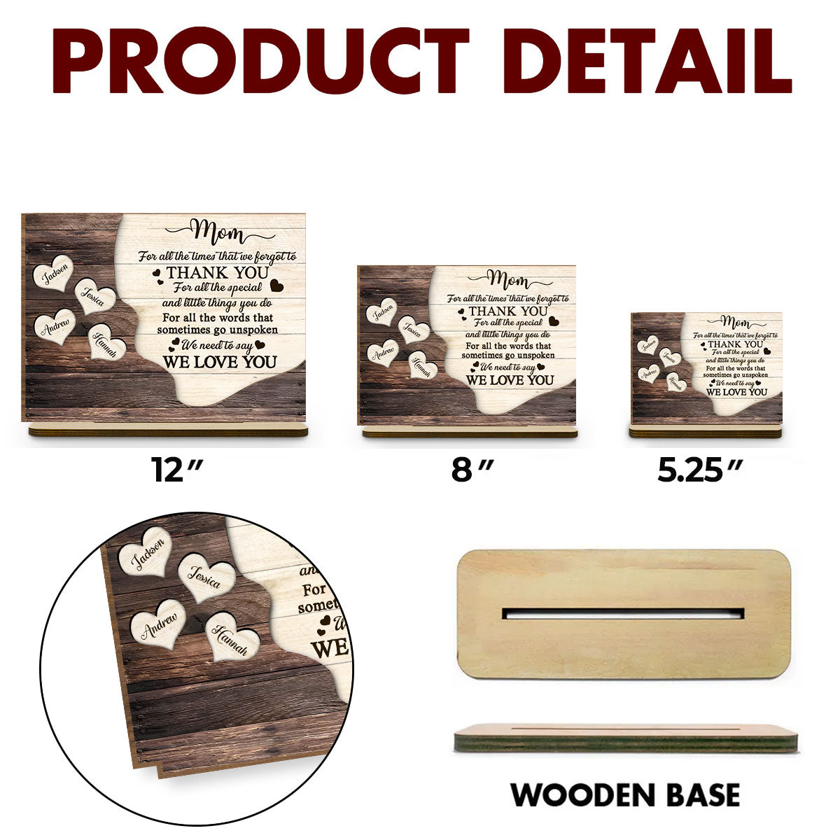 Thank You Mommy - Personalized Custom 2-Layer Wood Plaque With Flat Base