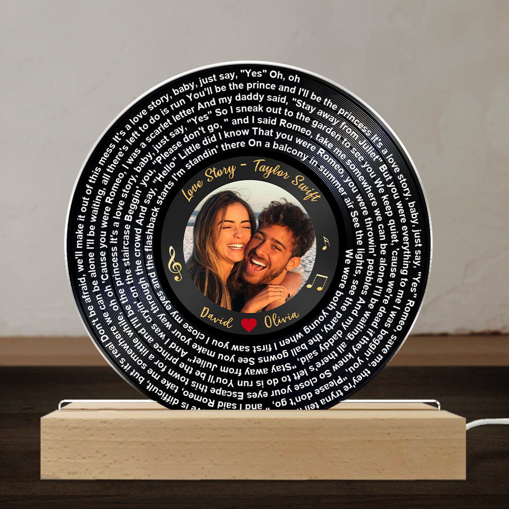 Custom Couple Photo And Favorite Spiral Song Lyrics - Personalized Custom LED Light