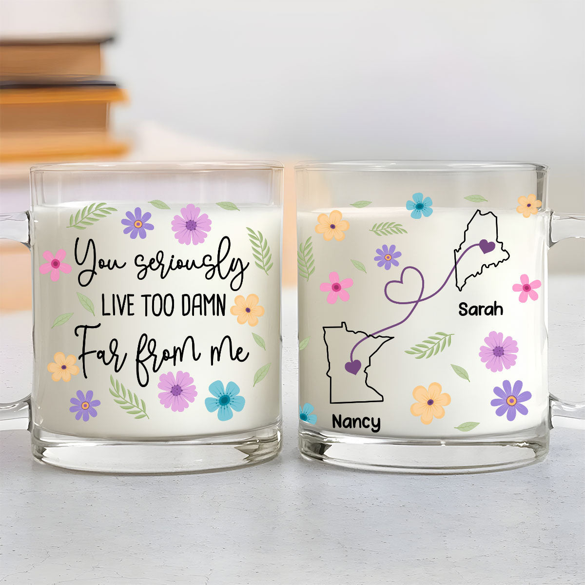 Hate Being This Far - Personalized Custom Glass Mug