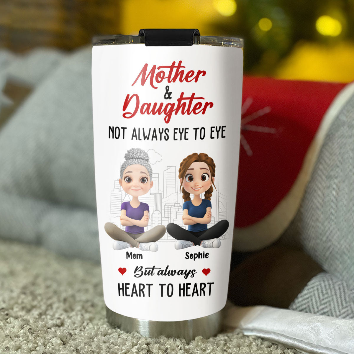 Mother And Daughter Always Connected - Personalized Custom Tumbler