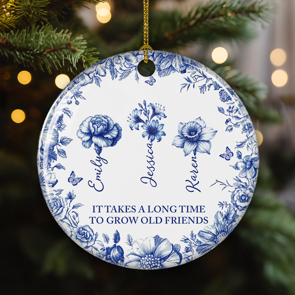 Vintage Floral Friendship - Personalized Custom Ceramic Ornament