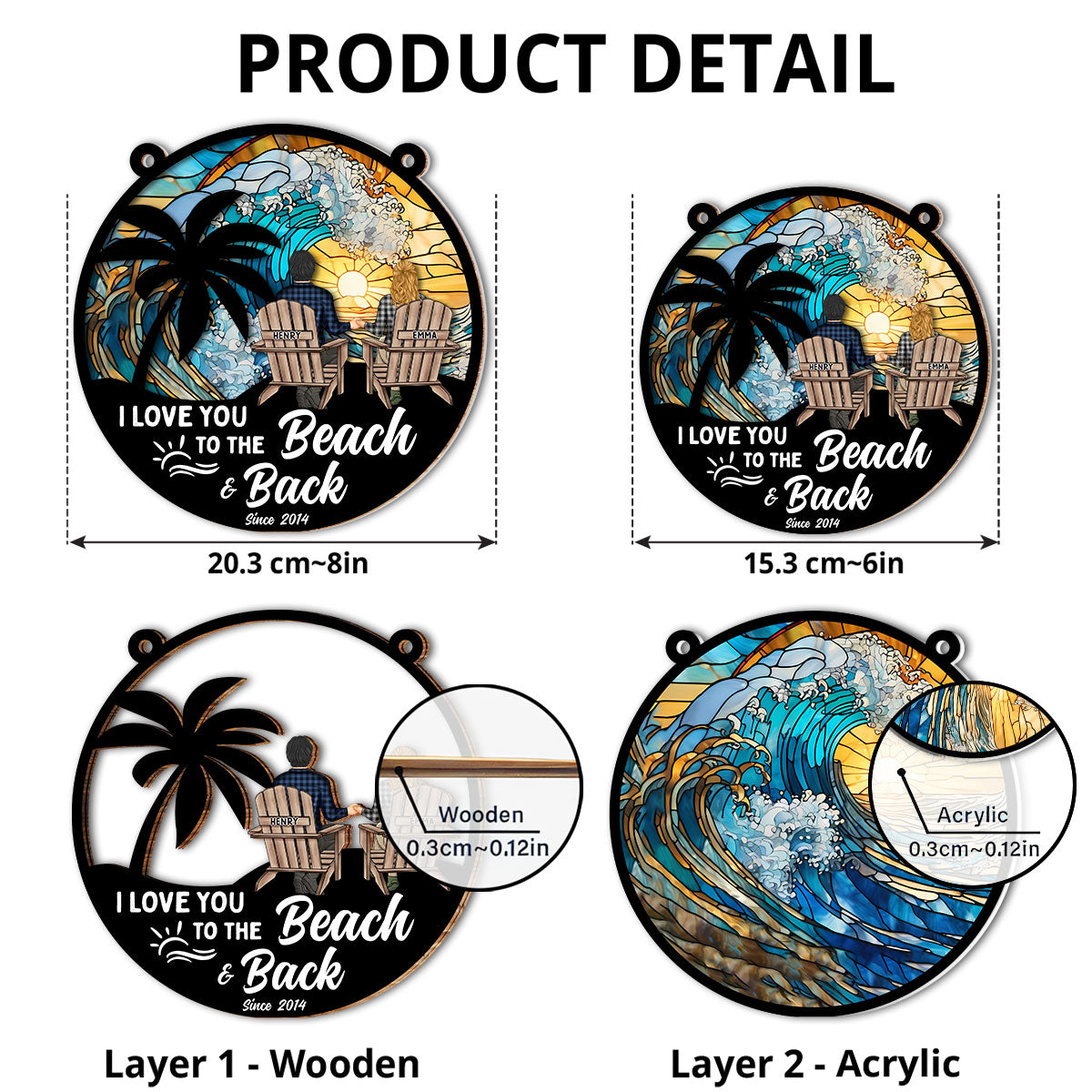 I Love You To The Beach And Back - Personalized Custom Suncatcher