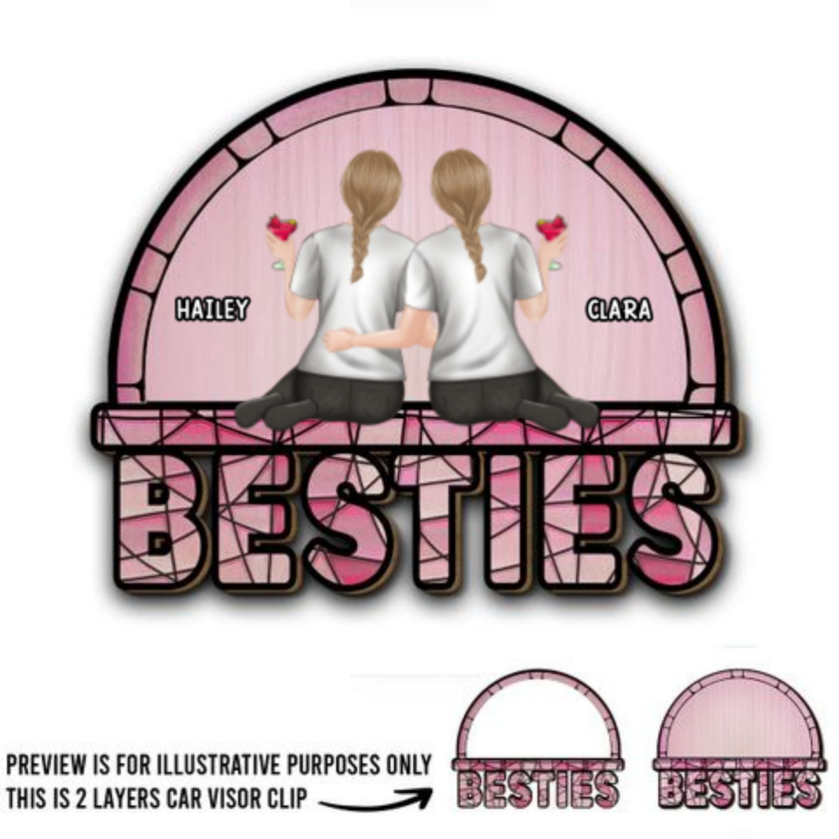 Besties - Personalized Custom Car Visor Clip