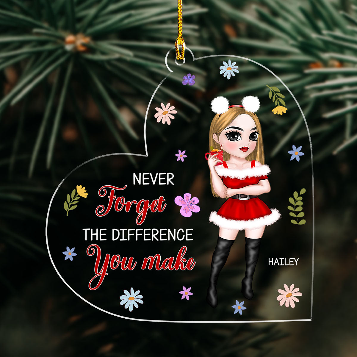 Never Forget The Difference You Make - Personalized Custom Acrylic Ornament