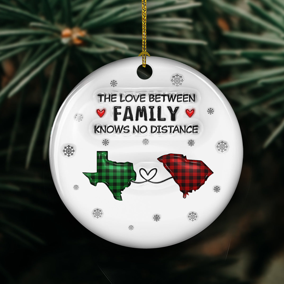 The Love Between Family Knows No Distance - Personalized Custom 3D Inflated Effect Ceramic Ornament