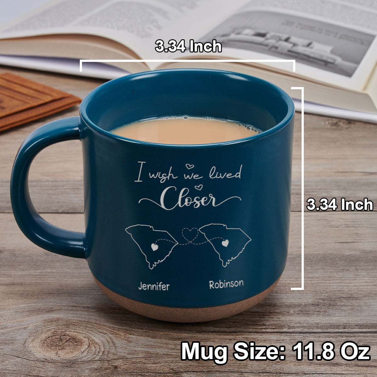 I Wish We Lived Closer - Personalized Custom Engraved Pottery Mug