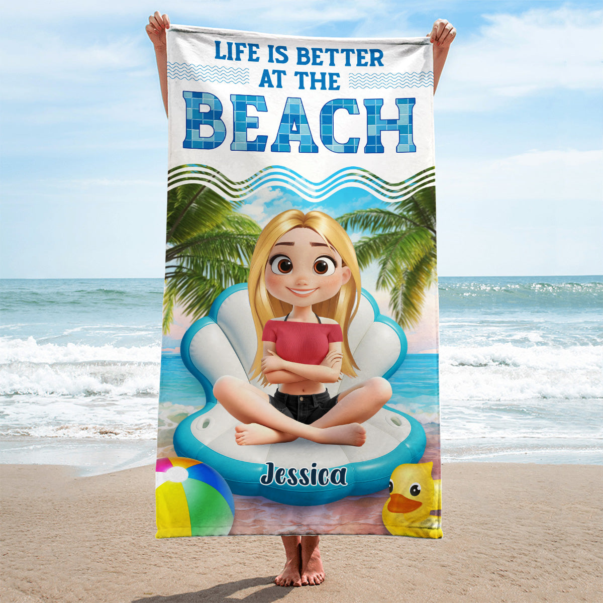 Swimming Is The Best - Personalized Custom Beach Towel