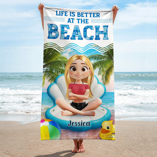 Swimming Is The Best - Personalized Custom Beach Towel