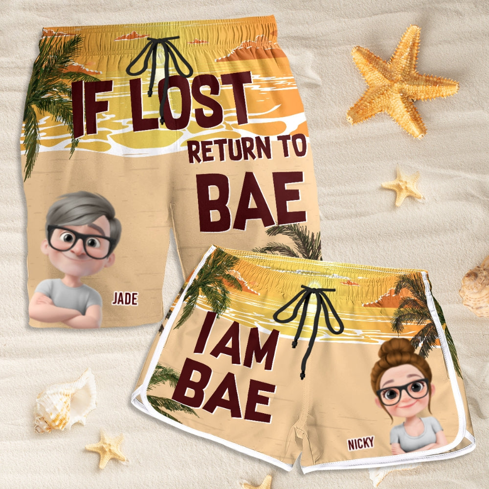 Lost In The Sunshine - Personalized Custom Couple Beach Shorts