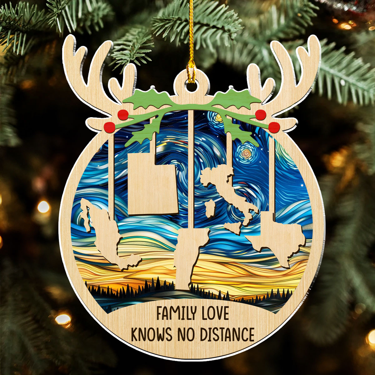 Love Between Family Knows No Distance - Personalized Custom Acrylic Ornament