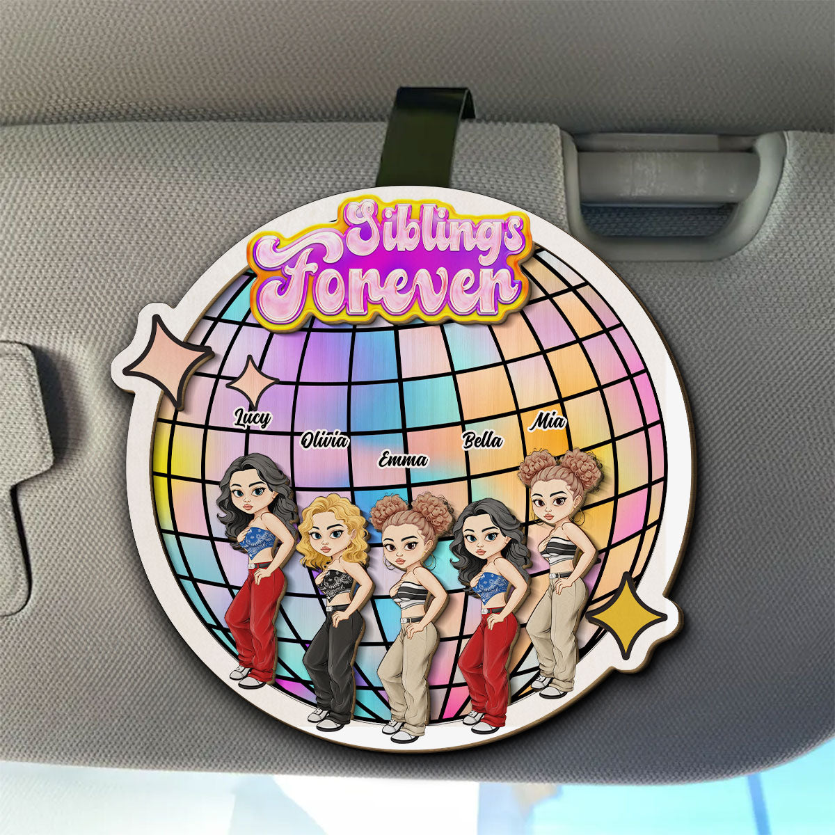Besties Forever Version 3 - Personalized Custom Car Visor Clip