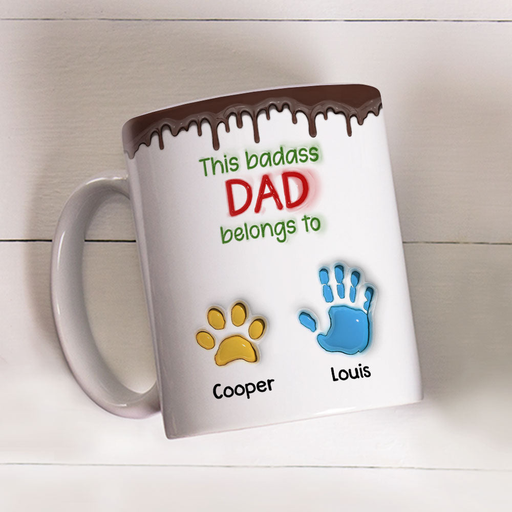 This Awesome Dad Belongs To Us - Personalized Custom 3D Inflated Effect Mug