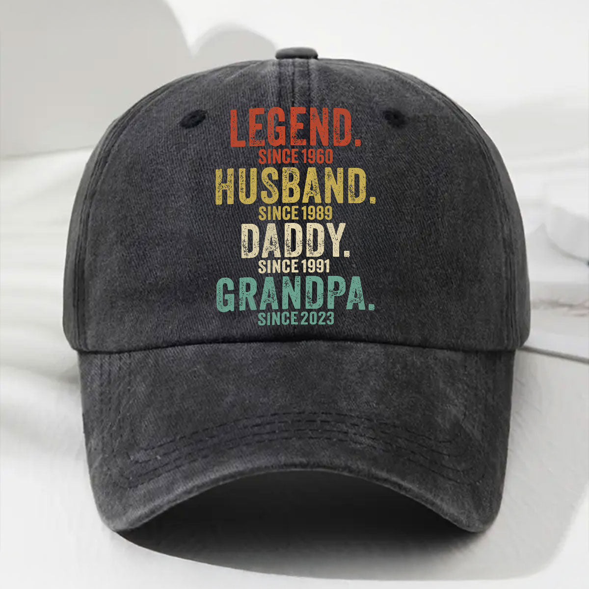 Legend Husband Dad Papa - Personalized Custom Vintage Washed Denim Cap