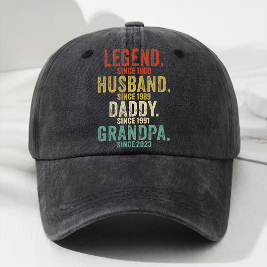Legend Husband Dad Papa - Personalized Custom Vintage Washed Denim Cap