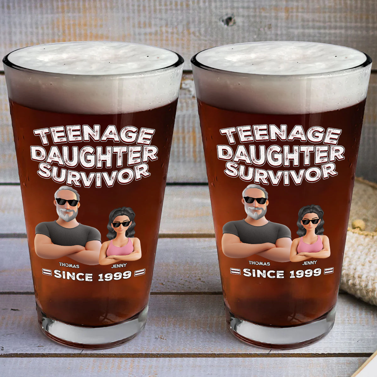 Teenage Daughter Survivor - Personalized Custom Beer Glass
