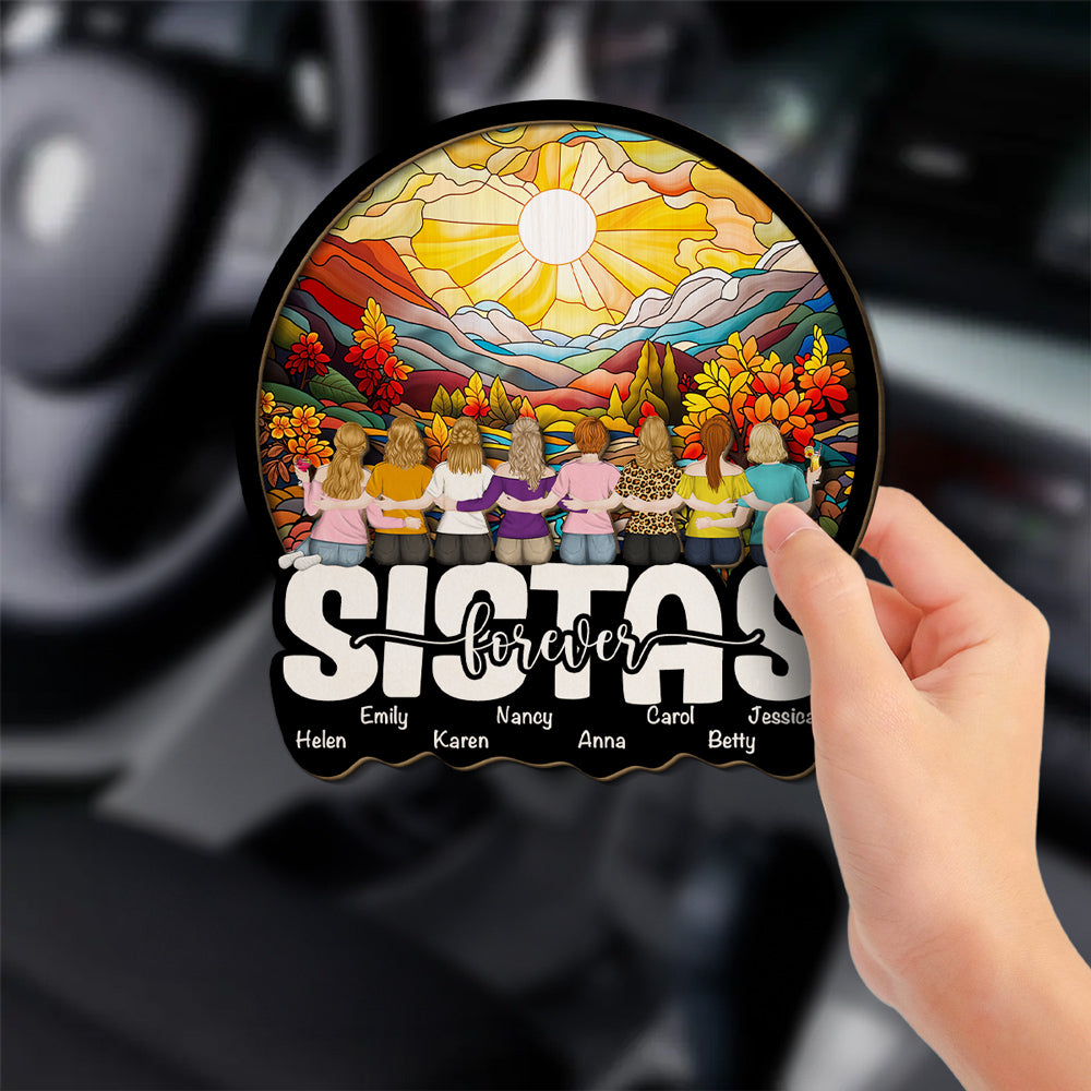 Besties Sitting Together Version 2 - Personalized Custom Car Visor Clip