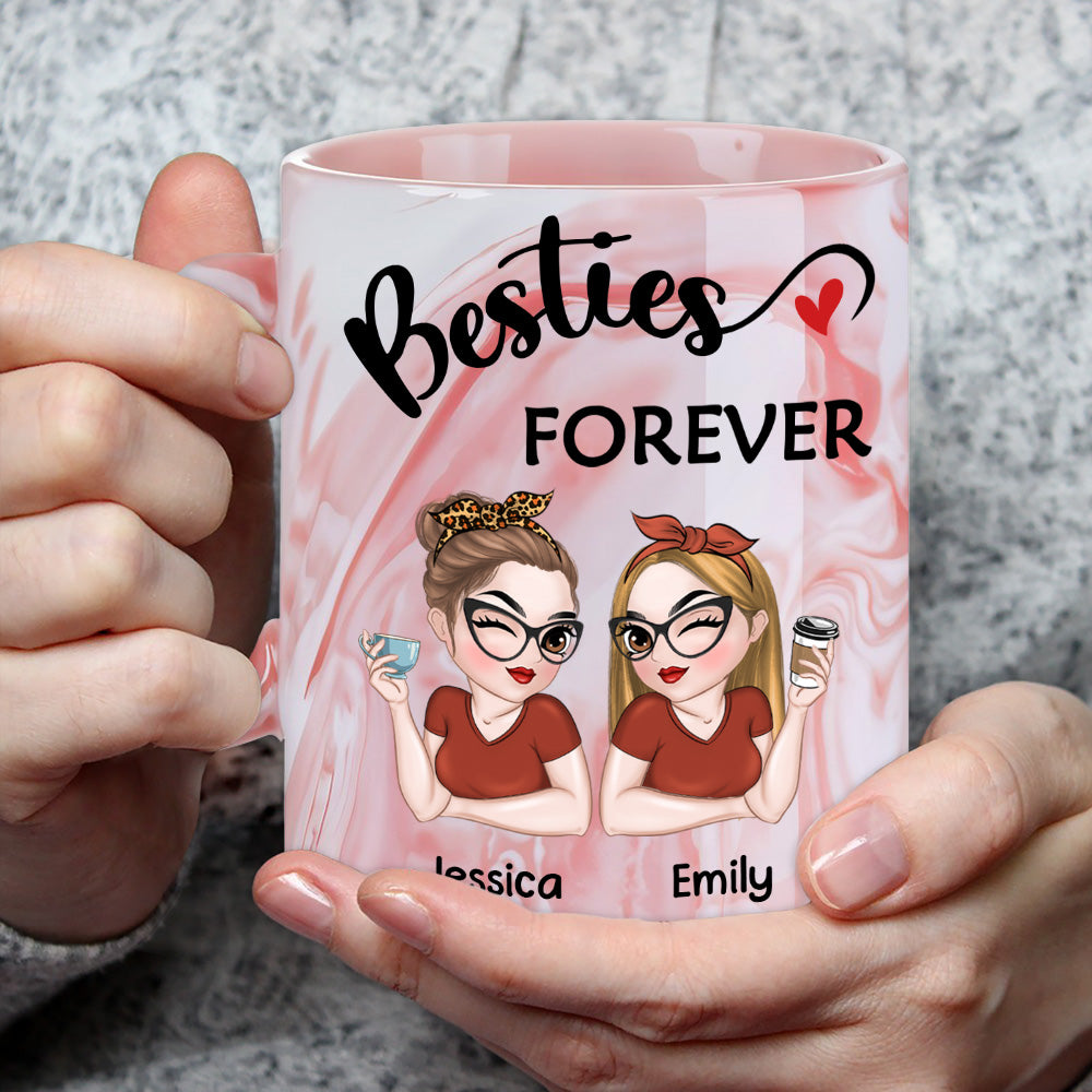 Besties forever - Personalized Custom Pink Marble Mug